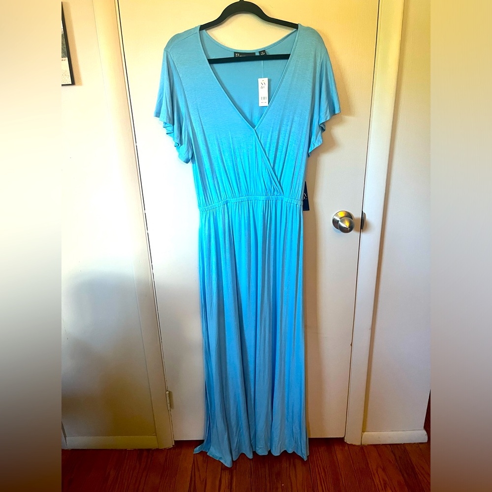 NEW York & Company maxi dress medium light blue NWT